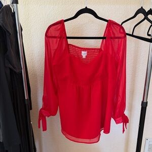 Isabel Maternity by Ingrid & Isabel Sheer Red Blouse